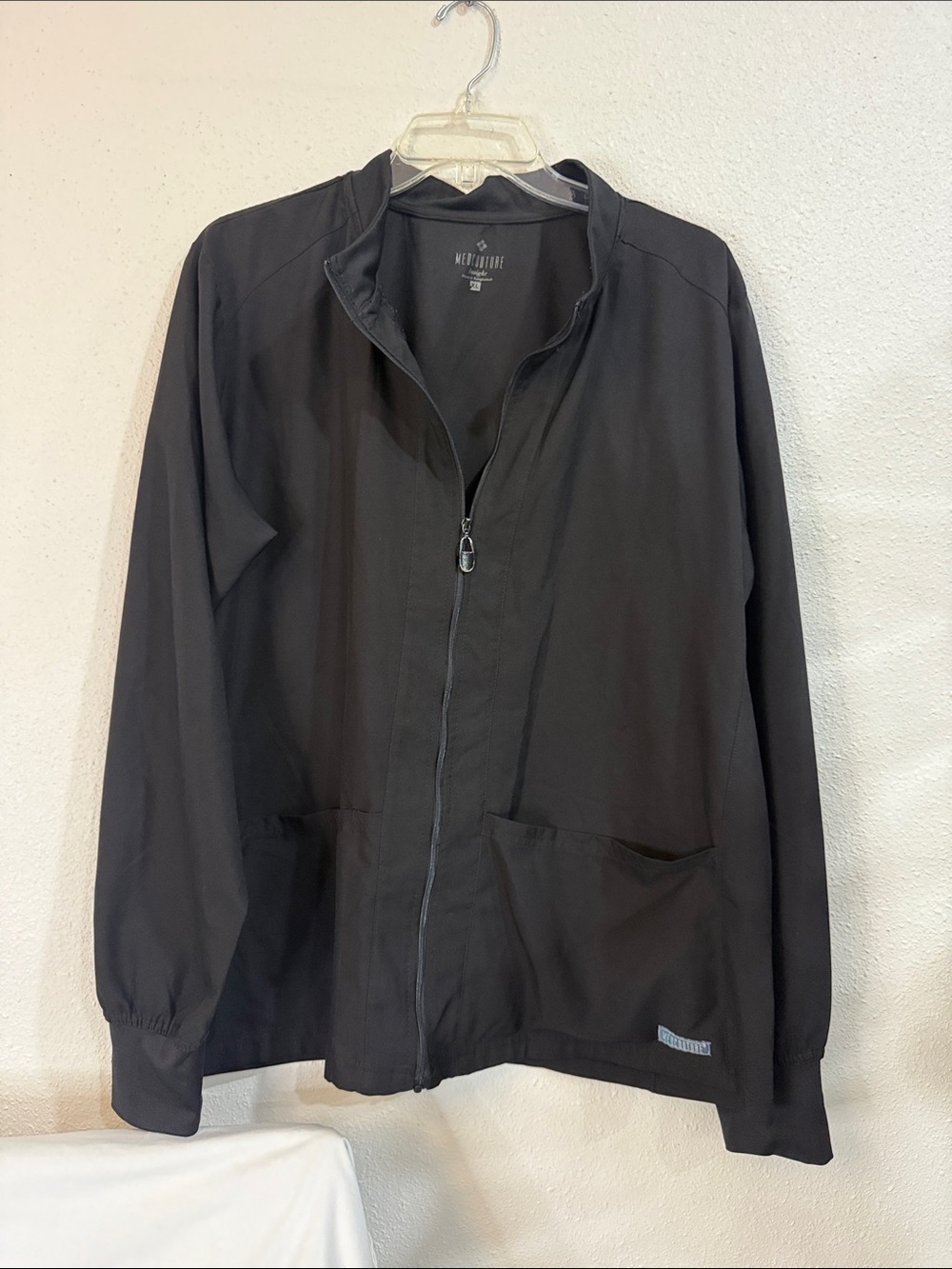 Med Couture Black Lightweight Zip Scrub Jacket